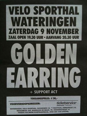 Golden Earring concert poster Wateringen November 09, 2013